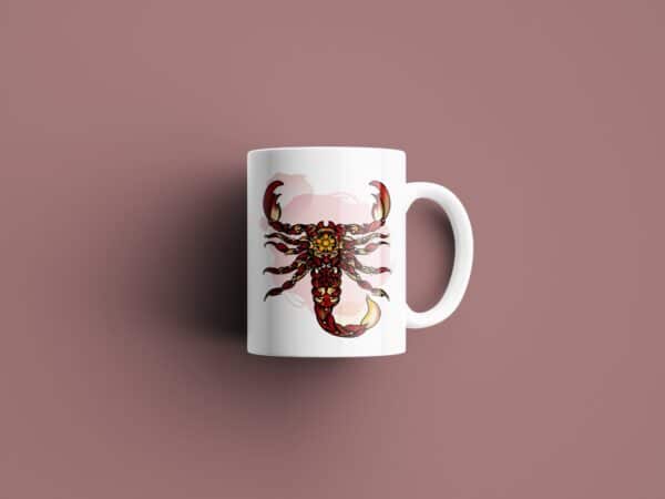 Tasse signe Scorpion Calavera Rouge