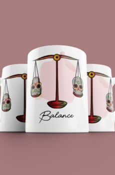 Tasse signe Balance Calavera rouge