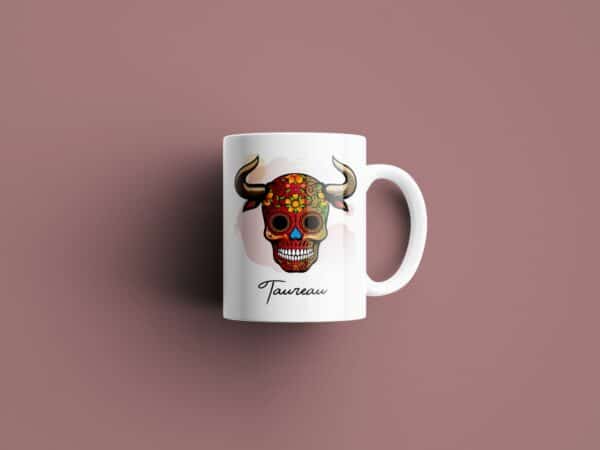 Tasse signe Taureau Calavera Rouge