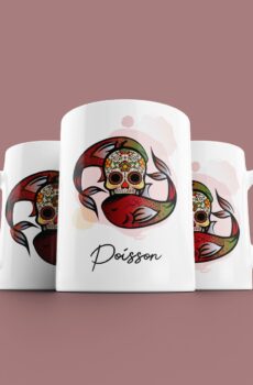 Tasse signe Poisson Calavera rouge