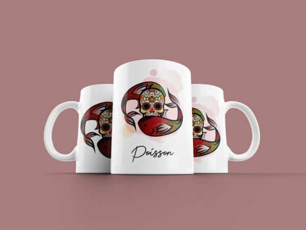 Tasse signe Poisson Calavera rouge