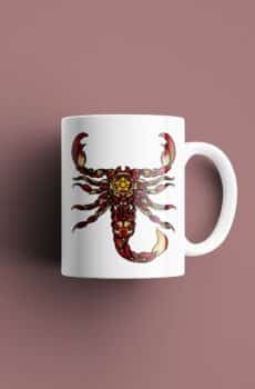 Tasse signe Scorpion Calavera Rouge