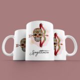 Tasse signe Sagittaire Calavera Rouge