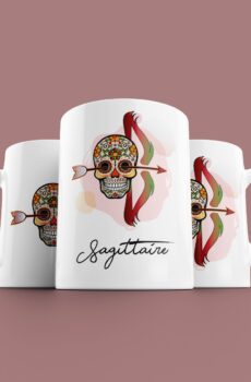 Tasse signe Sagittaire Calavera Rouge