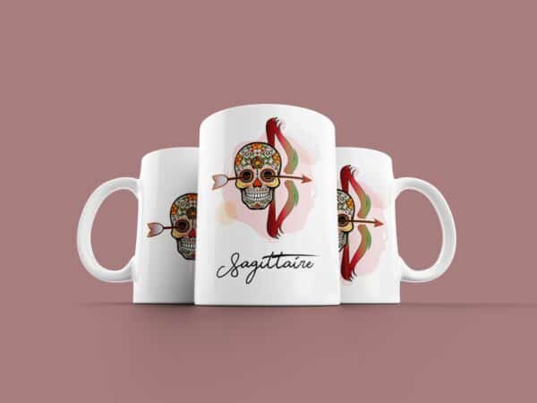 Tasse signe Sagittaire Calavera Rouge