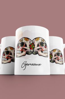 Tasse signe Gémeaux Calavera Rouge