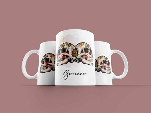 Tasse signe Gémeaux Calavera Rouge