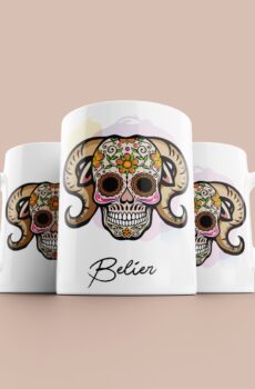 Tasse signe Bélier Calavera Rose