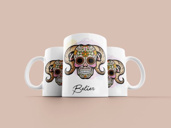 Tasse signe Bélier Calavera Rose