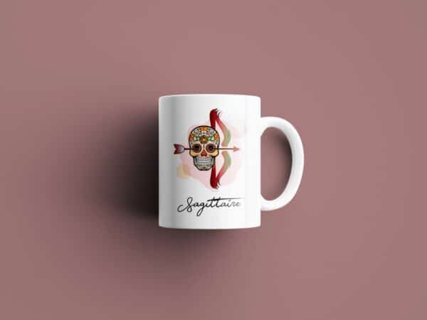 Tasse signe Sagittaire Calavera Rouge