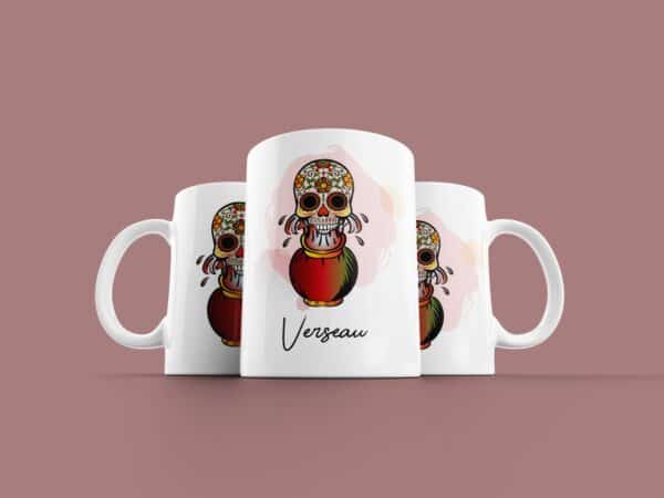 Tasse signe Verseau Calavera Rouge