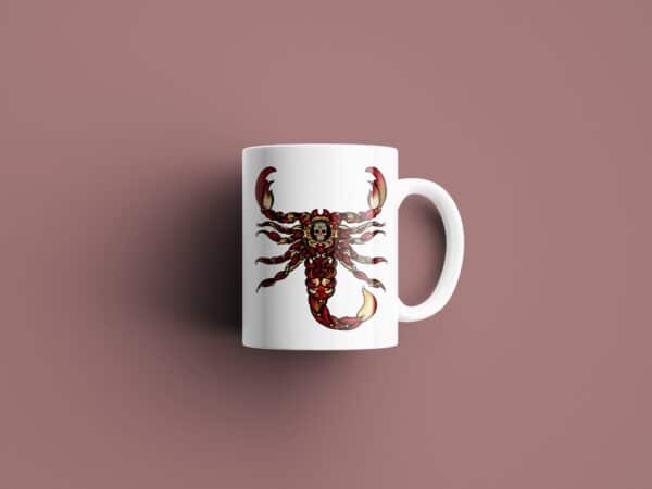 Tasse signe Scorpion Calavera Rouge