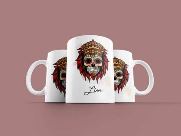 Tasse signe Lion Calavera Rouge