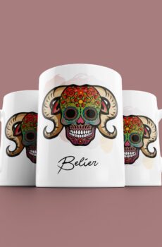 Tasse signe Bélier Calavera Rouge