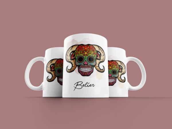 Tasse signe Bélier Calavera Rouge