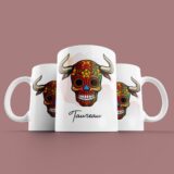 Tasse signe Taureau Calavera Rouge