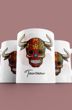 Tasse signe Taureau Calavera Rouge