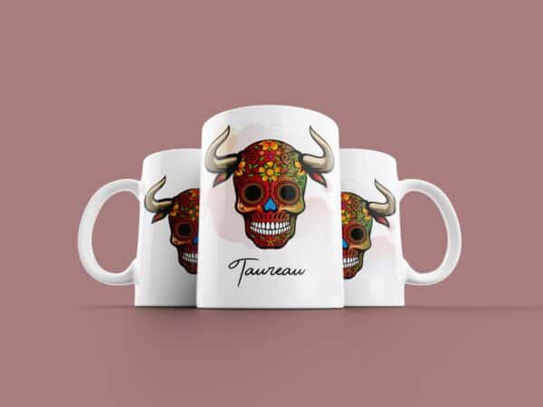 Tasse signe Taureau Calavera Rouge