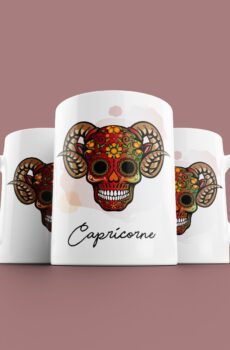 Tasse signe Capricorne Calavera Rouge