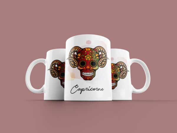 Tasse signe Capricorne Calavera Rouge