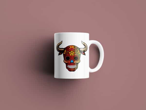 Tasse signe Taureau Calavera Rouge