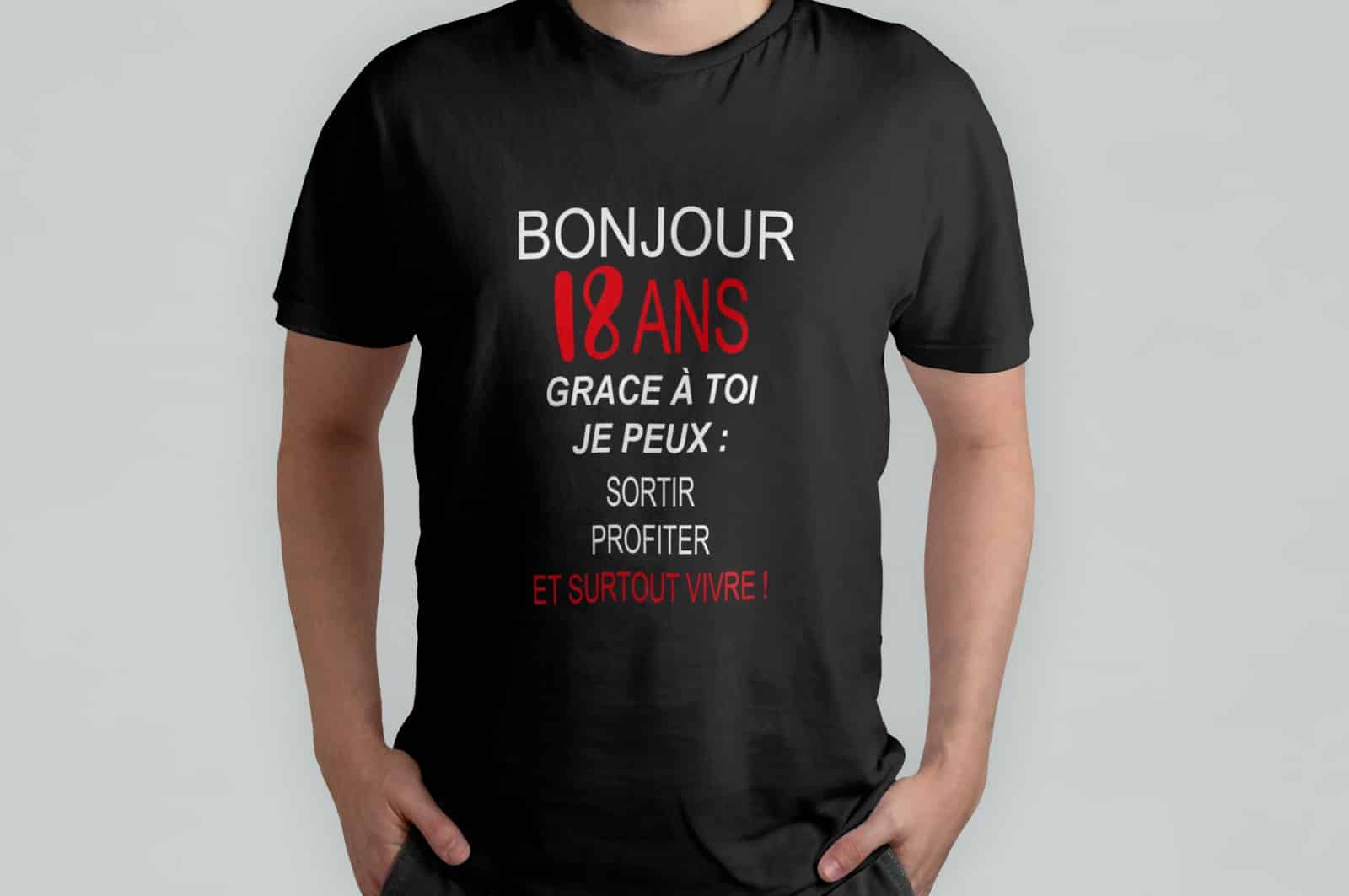 Tee-shirt cadeau anniversaire 18 ans