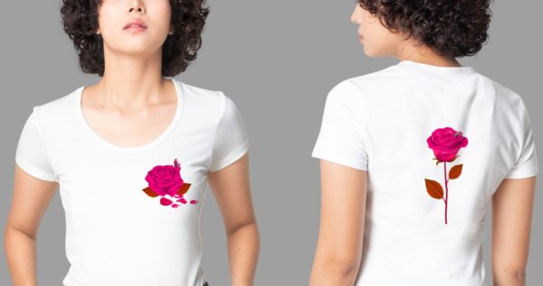 T-shirt fleurs : rose