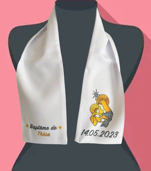 Linge blanc baptême Vierge et l'enfant  – Image 2