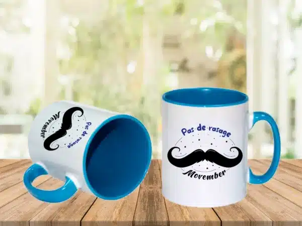 Movember moustache : Mug bicolore bleu