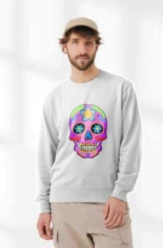 Sweat à Col Rond Mixte Skull Art