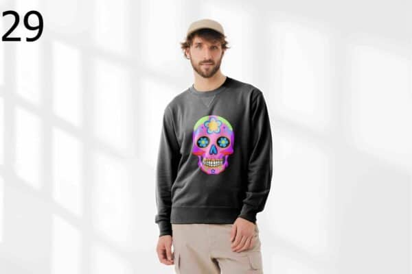 Sweat à Col Rond Mixte Skull Art