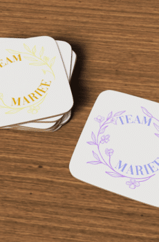 Couronne fleur mariage dessin : sous-verres team mariée
