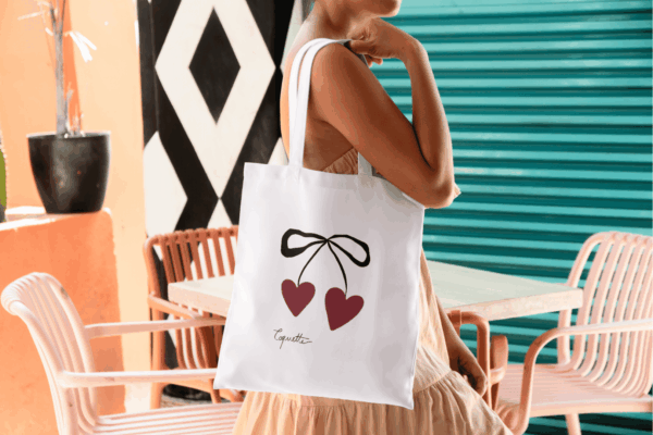 Coeur coquette : tote bag noeud