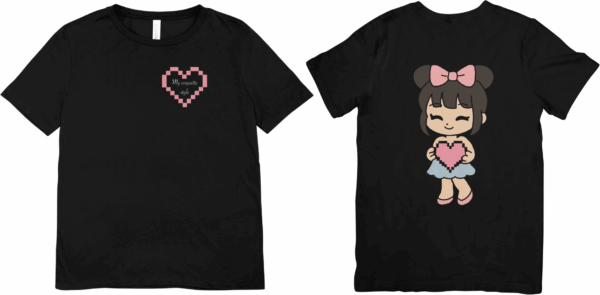 Coquette noeud rose : t-shirt fille coeur – Image 2