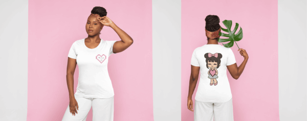 Coquette noeud rose : t-shirt fille coeur – Image 5