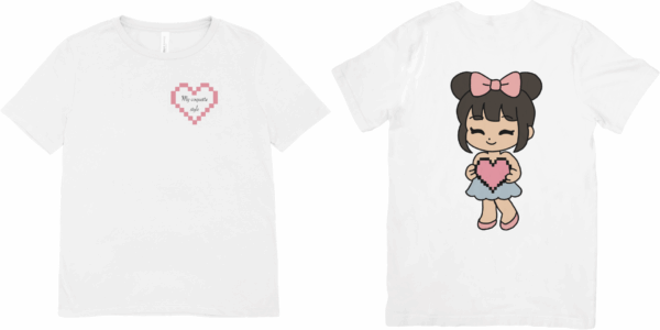 Coquette noeud rose : t-shirt fille coeur – Image 3
