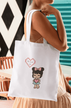 Cadeau coquette : tote bag fille coeur