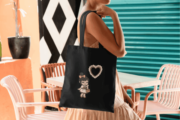 Coquette en tissu : tote bag femme avec sac – Image 2