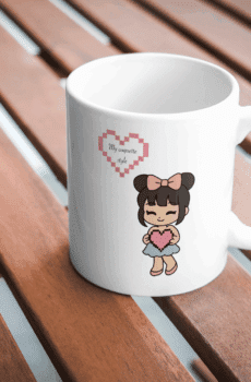 Coquette dessin : mug fille coeur