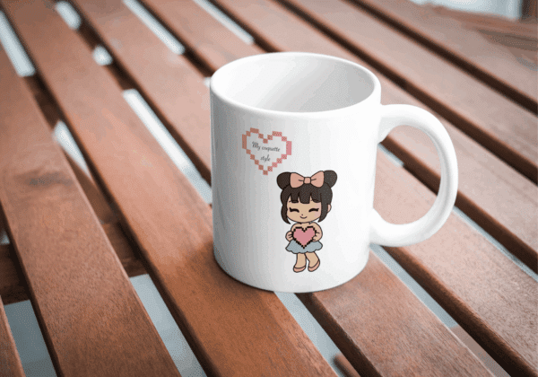 Coquette dessin : mug fille coeur