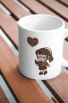 Coquette coffee mug : femme studieuse