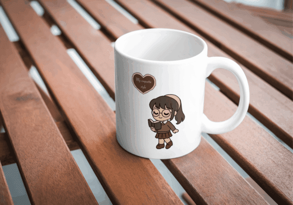 Coquette coffee mug : femme studieuse