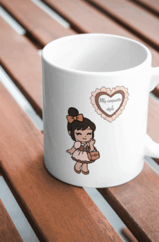 Design coquette : mug femme avec sac