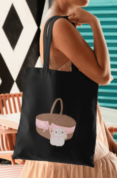 Coquette art style : tote bag panier lapin