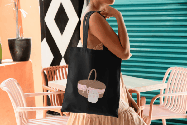 Coquette art style : tote bag panier lapin
