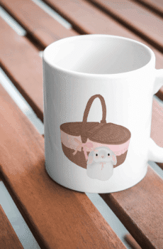 Coquette motif : mug panier lapin