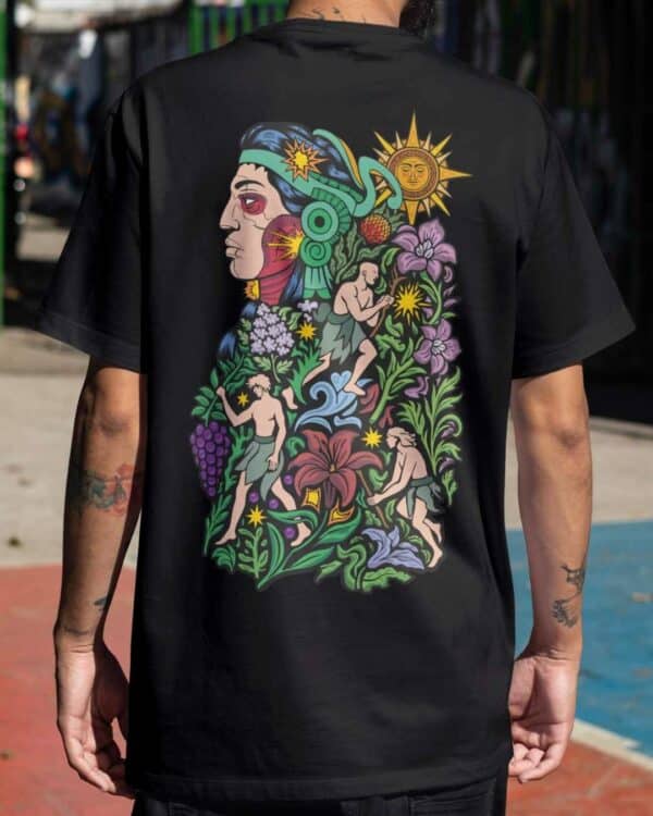 Maya t shirt : Xipe Totec multicolore – Image 2