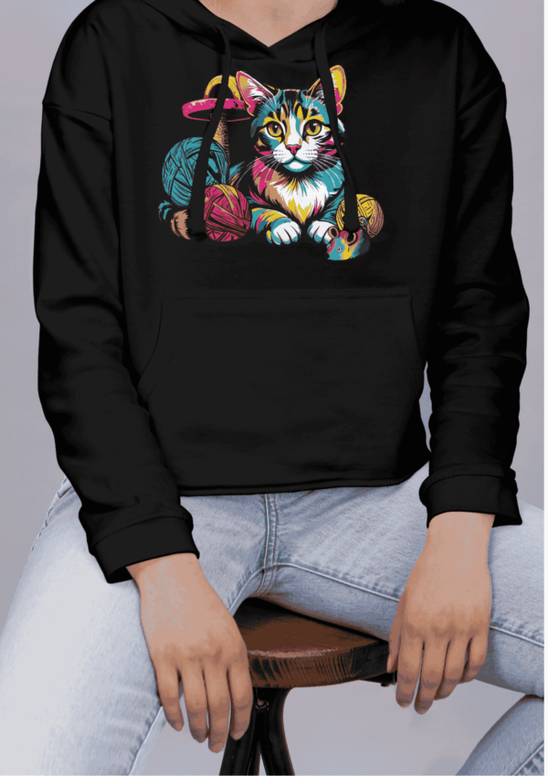 Dessin pop art : sweat a capuche chat – Image 3
