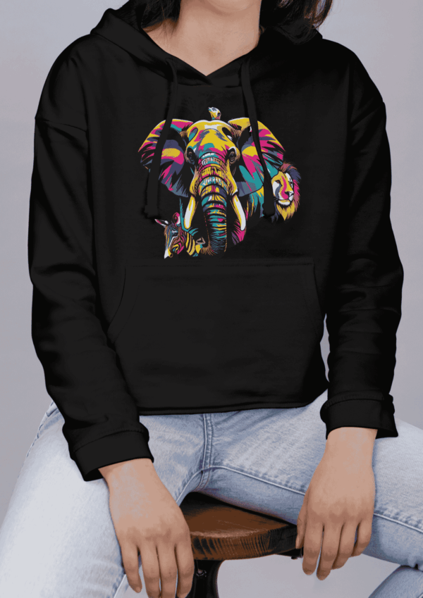 Animal pop art : sweat a capuche savane – Image 3