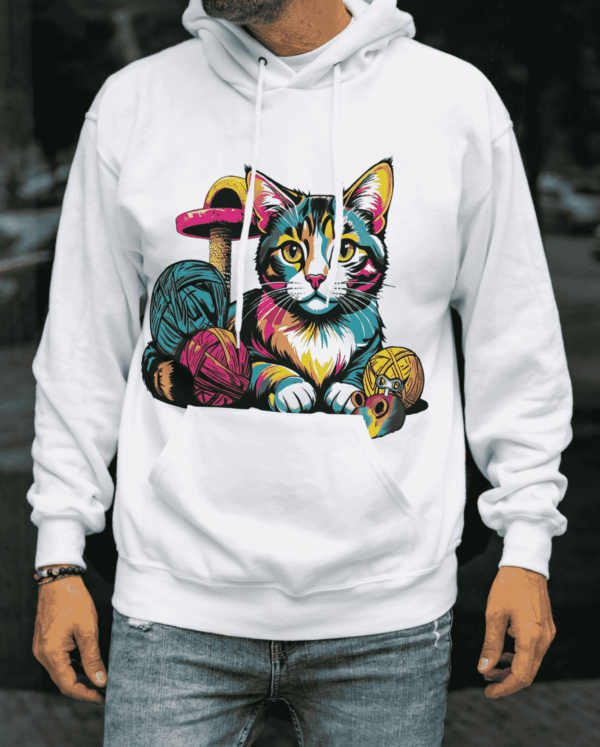 Dessin pop art : sweat a capuche chat – Image 2